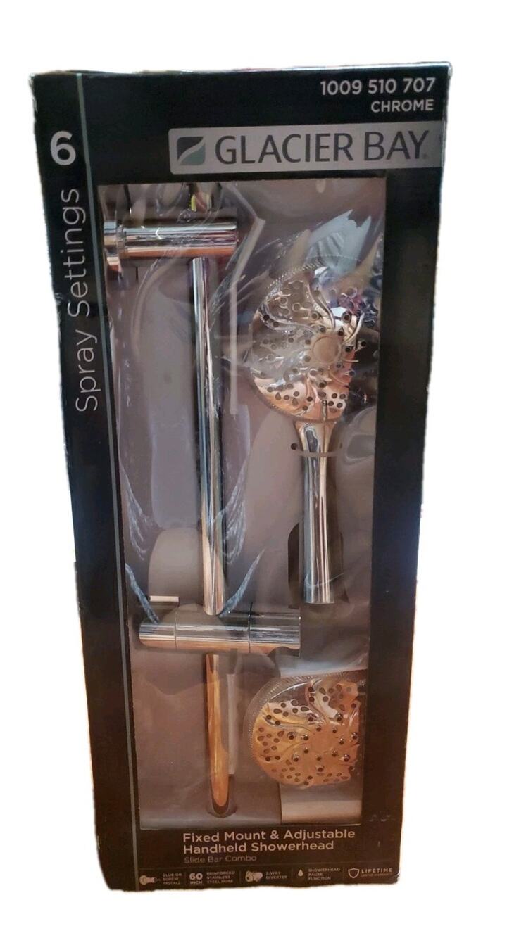 Glacier Bay Wall Bar 6-Spray 1.8 GPM 4.5in Dual Show Head Fixed Mount
